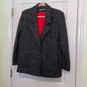 Billycoat Vintage 100% Pure Wool Black Gray Jacket Med Heavy LinedPockets Button